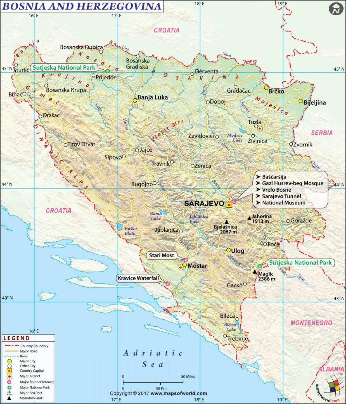 Map of Bosnia country