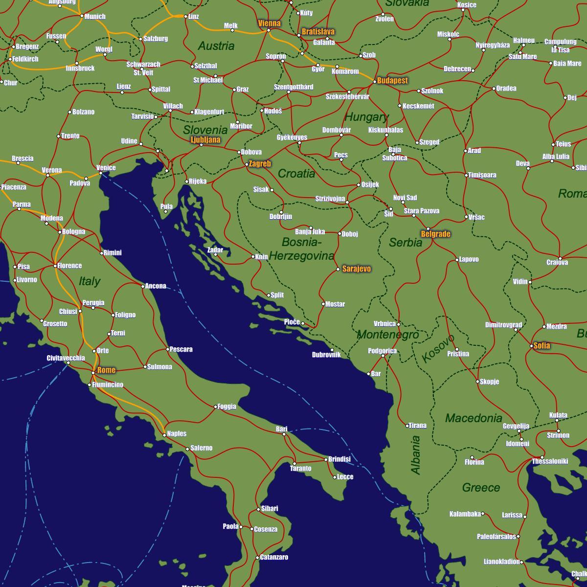 Bosnia railway map