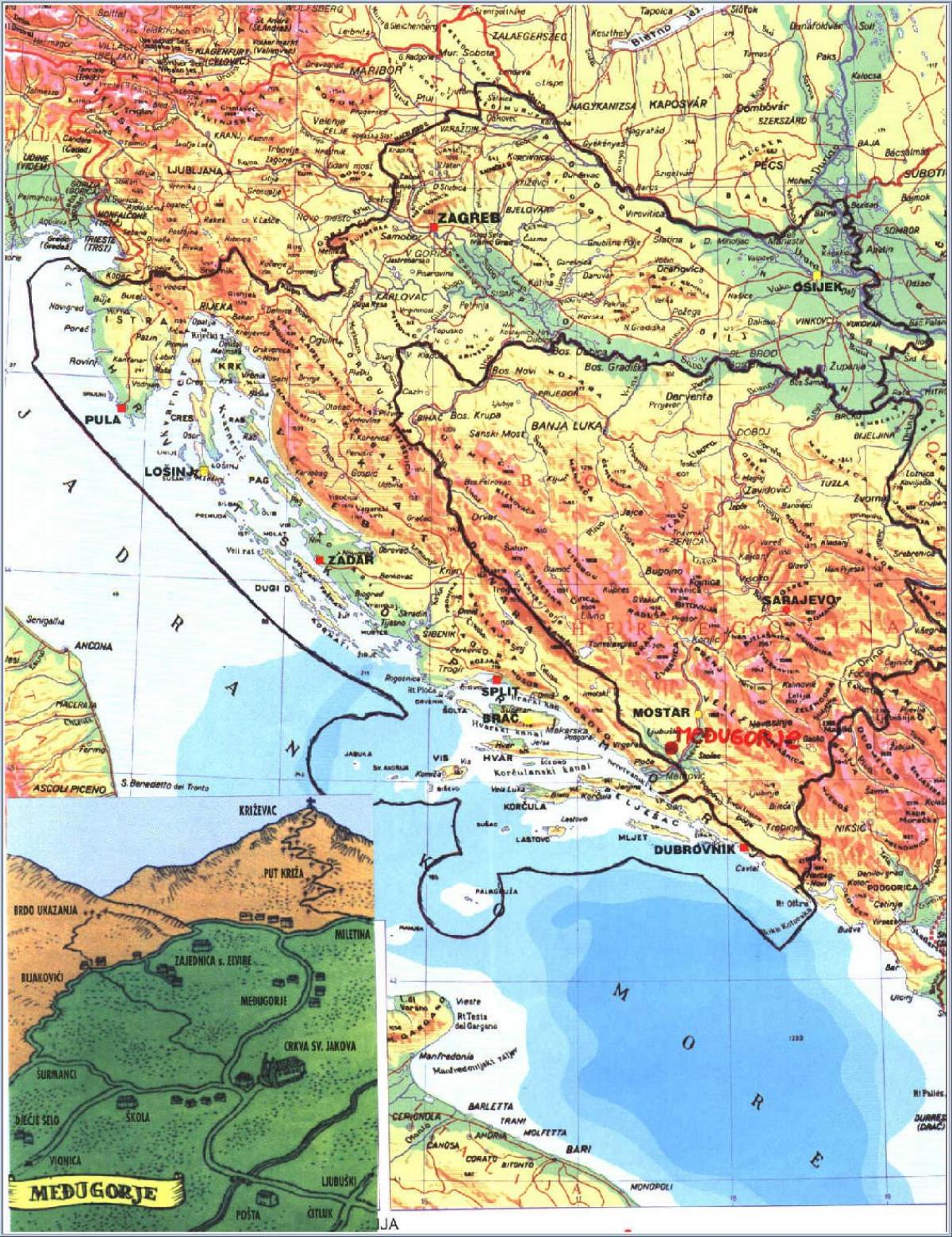 map of medjugorje Bosnia Herzegovina
